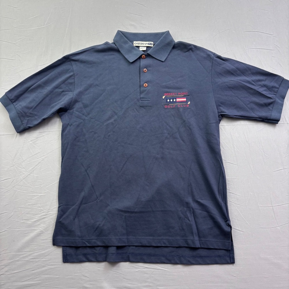 Oarsman 913 Mens Navy Blue Breezy Point Golf Club Polo Shirt L Made in USA